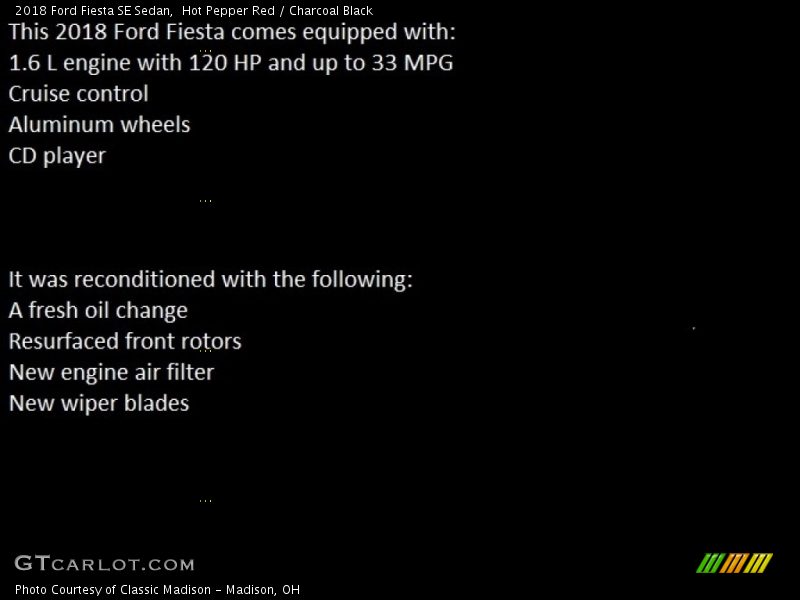 Hot Pepper Red / Charcoal Black 2018 Ford Fiesta SE Sedan