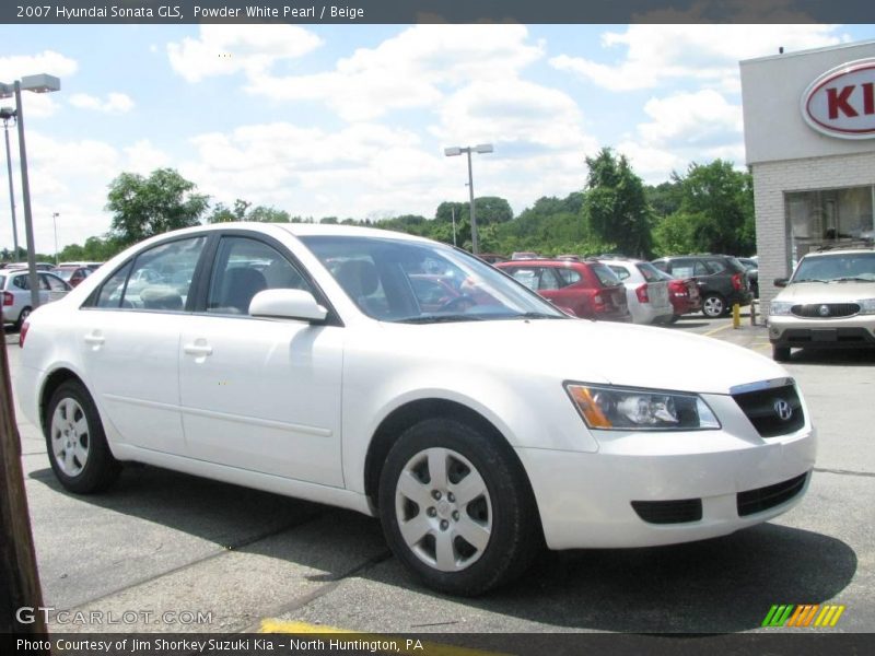 Powder White Pearl / Beige 2007 Hyundai Sonata GLS