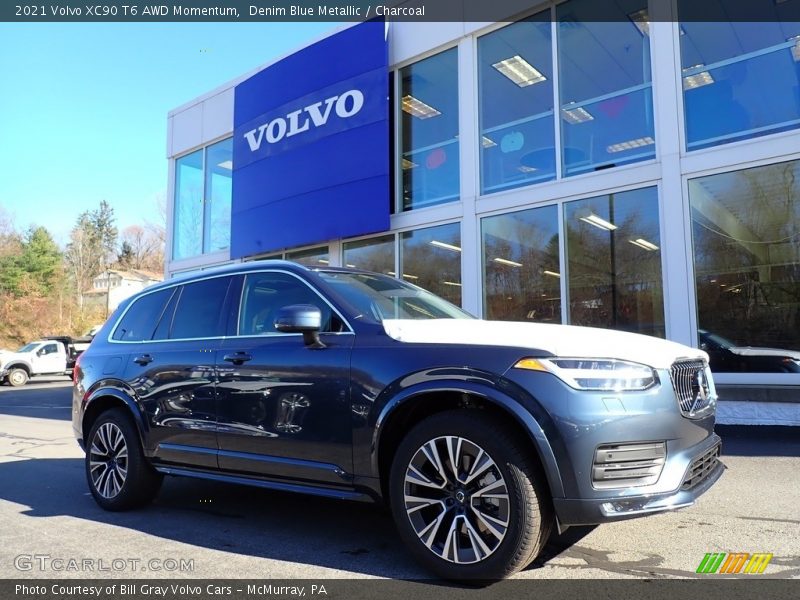Denim Blue Metallic / Charcoal 2021 Volvo XC90 T6 AWD Momentum