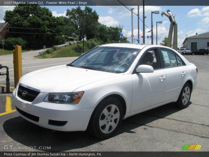 Powder White Pearl / Beige 2007 Hyundai Sonata GLS