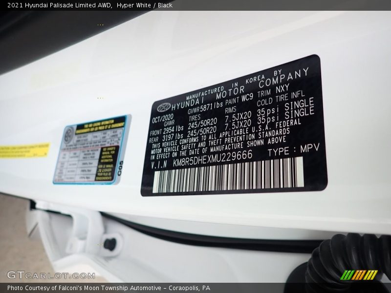 Hyper White / Black 2021 Hyundai Palisade Limited AWD