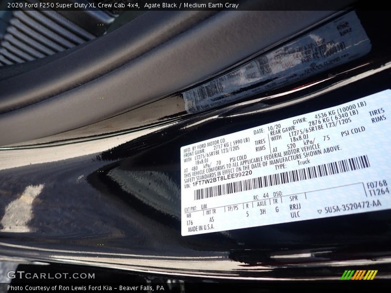 Agate Black / Medium Earth Gray 2020 Ford F250 Super Duty XL Crew Cab 4x4