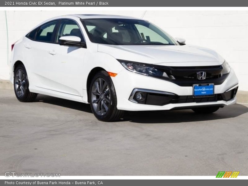 Platinum White Pearl / Black 2021 Honda Civic EX Sedan