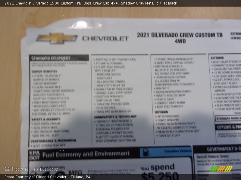 Shadow Gray Metallic / Jet Black 2021 Chevrolet Silverado 1500 Custom Trail Boss Crew Cab 4x4