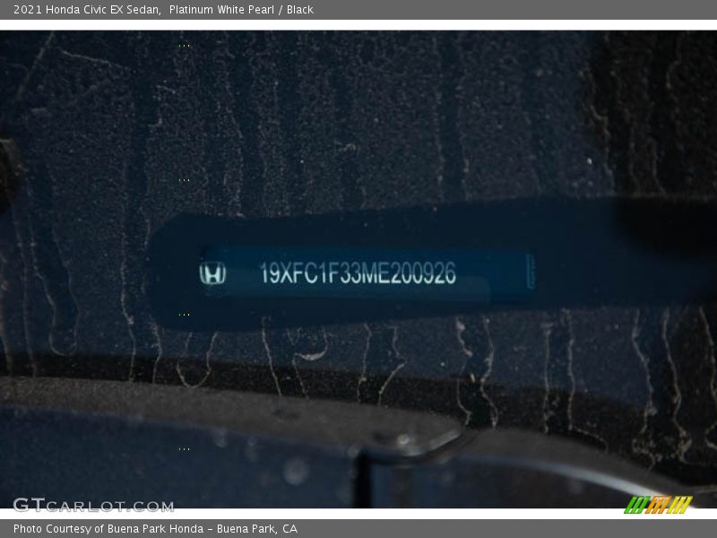Platinum White Pearl / Black 2021 Honda Civic EX Sedan