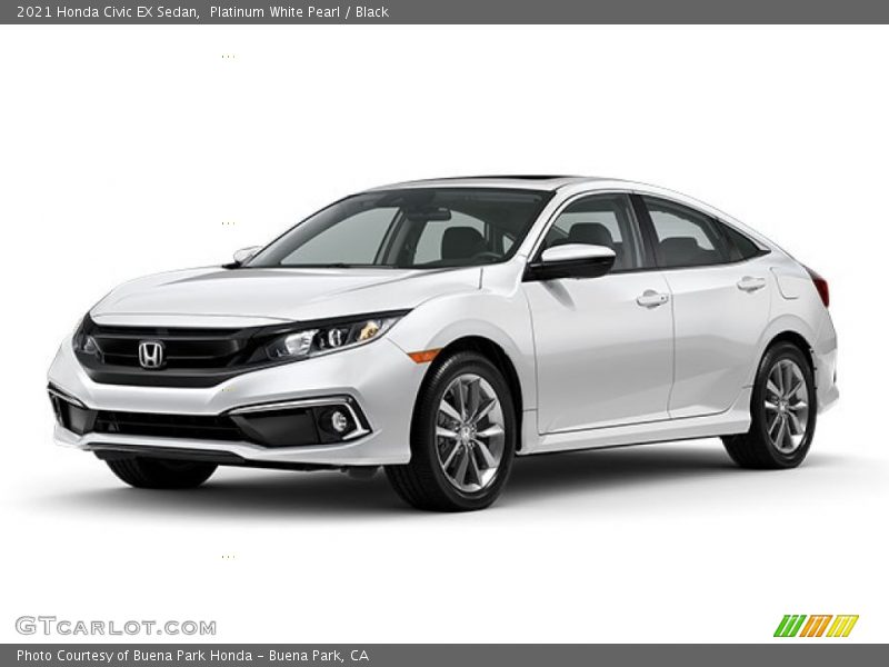 Platinum White Pearl / Black 2021 Honda Civic EX Sedan