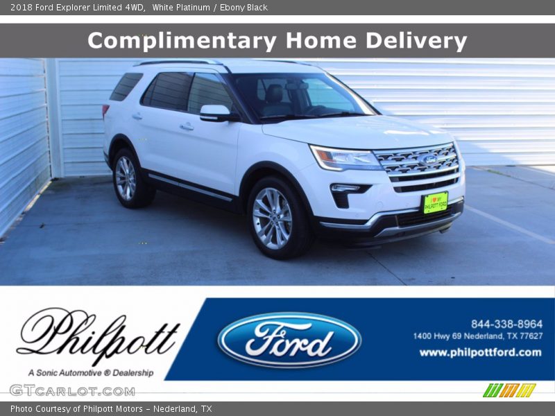 White Platinum / Ebony Black 2018 Ford Explorer Limited 4WD