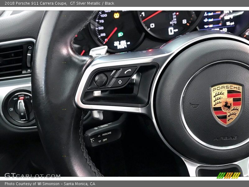 GT Silver Metallic / Black 2018 Porsche 911 Carrera Coupe