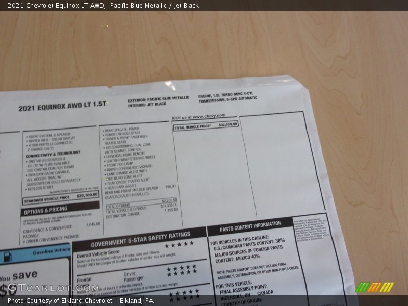 Pacific Blue Metallic / Jet Black 2021 Chevrolet Equinox LT AWD