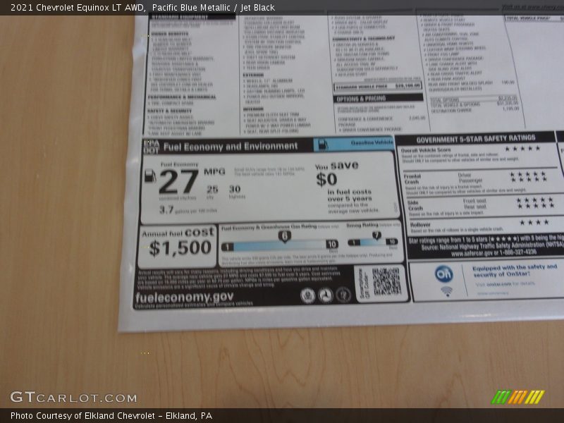 Pacific Blue Metallic / Jet Black 2021 Chevrolet Equinox LT AWD