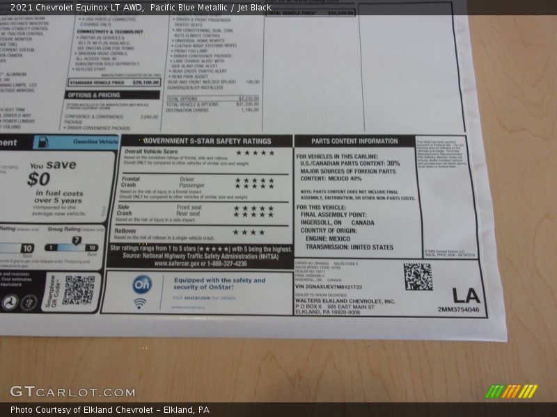 Pacific Blue Metallic / Jet Black 2021 Chevrolet Equinox LT AWD