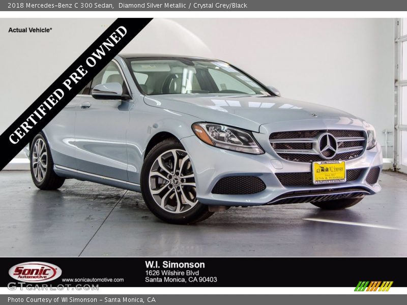 Diamond Silver Metallic / Crystal Grey/Black 2018 Mercedes-Benz C 300 Sedan