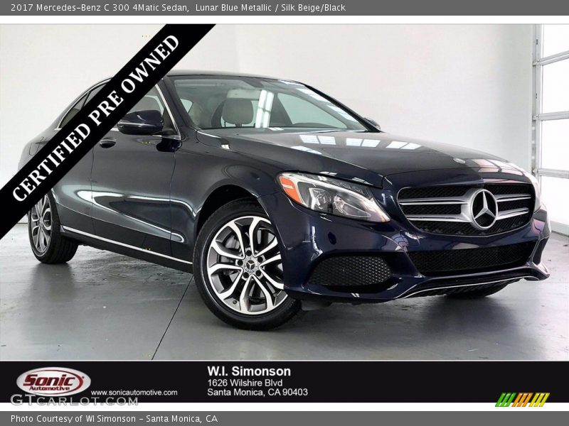 Lunar Blue Metallic / Silk Beige/Black 2017 Mercedes-Benz C 300 4Matic Sedan