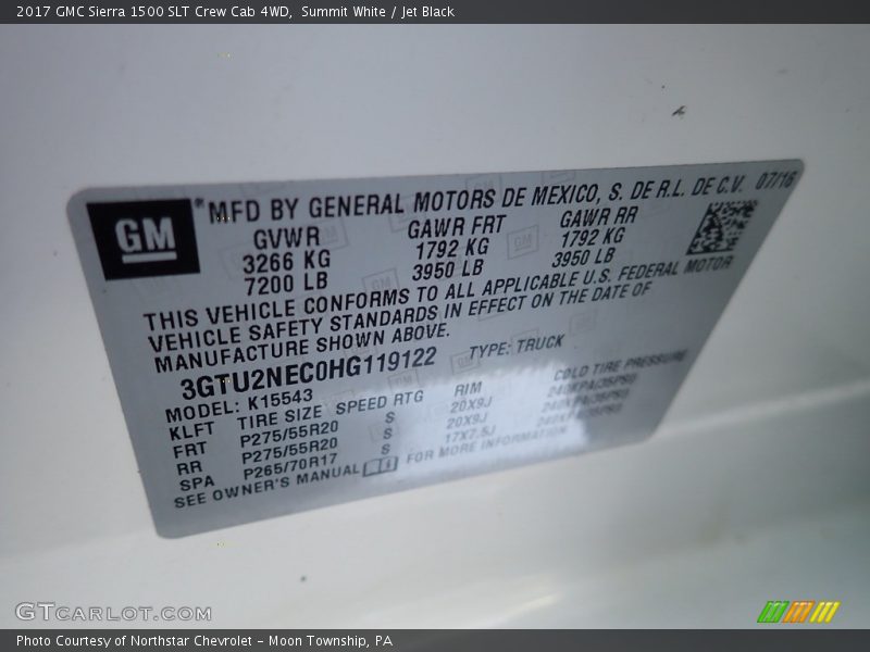 Summit White / Jet Black 2017 GMC Sierra 1500 SLT Crew Cab 4WD
