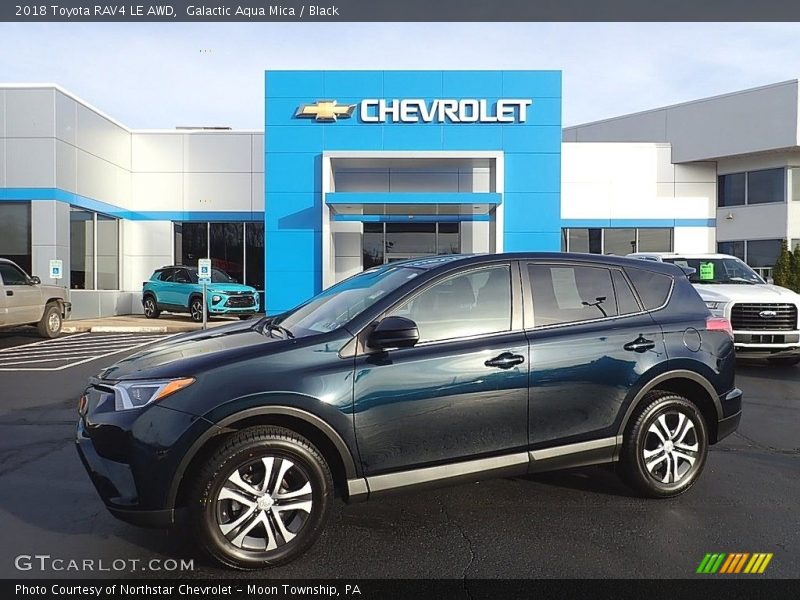 Galactic Aqua Mica / Black 2018 Toyota RAV4 LE AWD