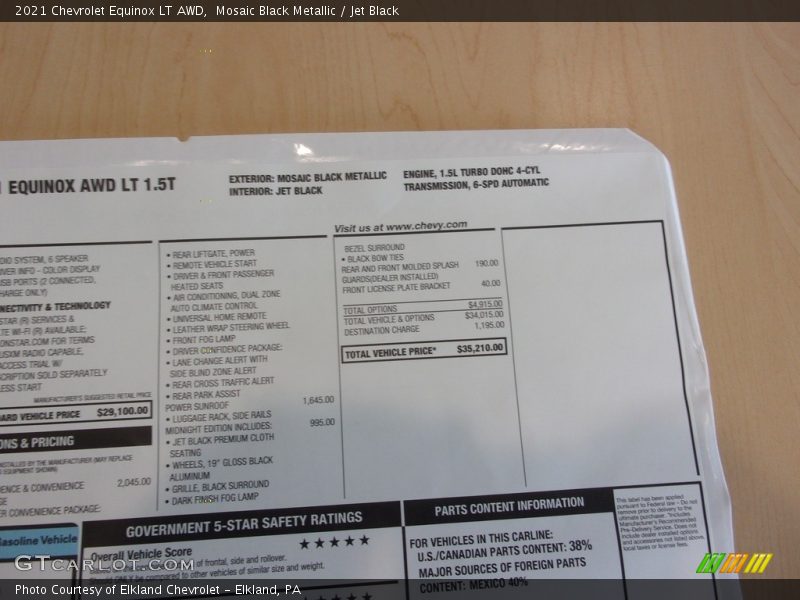 Mosaic Black Metallic / Jet Black 2021 Chevrolet Equinox LT AWD