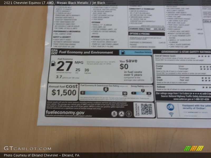 Mosaic Black Metallic / Jet Black 2021 Chevrolet Equinox LT AWD