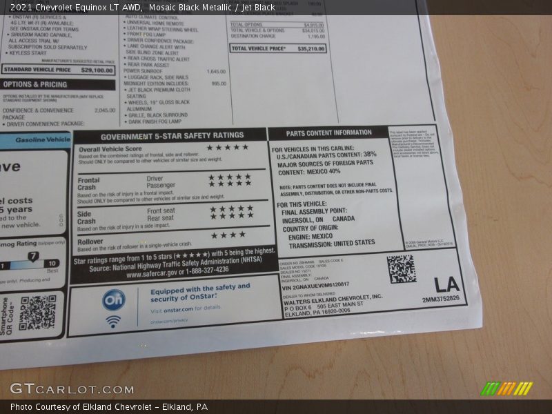 Mosaic Black Metallic / Jet Black 2021 Chevrolet Equinox LT AWD