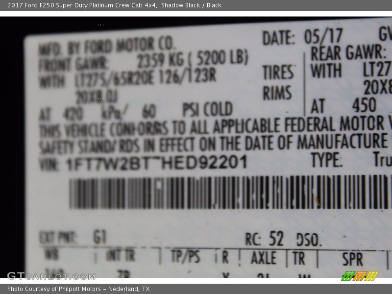 Shadow Black / Black 2017 Ford F250 Super Duty Platinum Crew Cab 4x4