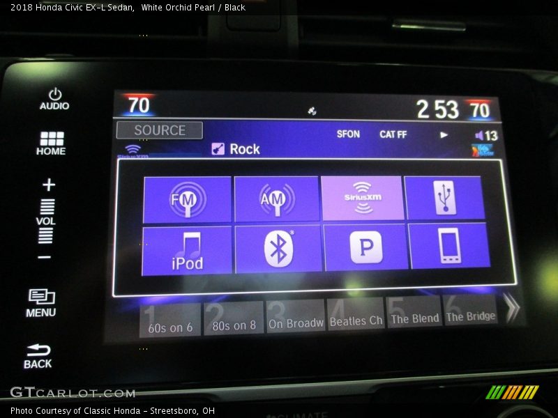 White Orchid Pearl / Black 2018 Honda Civic EX-L Sedan