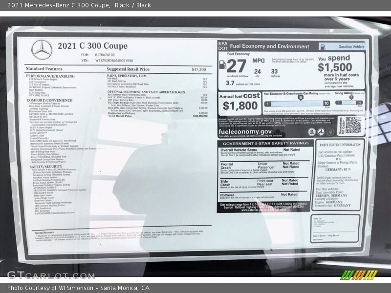 Black / Black 2021 Mercedes-Benz C 300 Coupe
