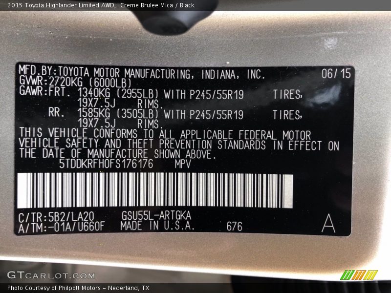 Creme Brulee Mica / Black 2015 Toyota Highlander Limited AWD