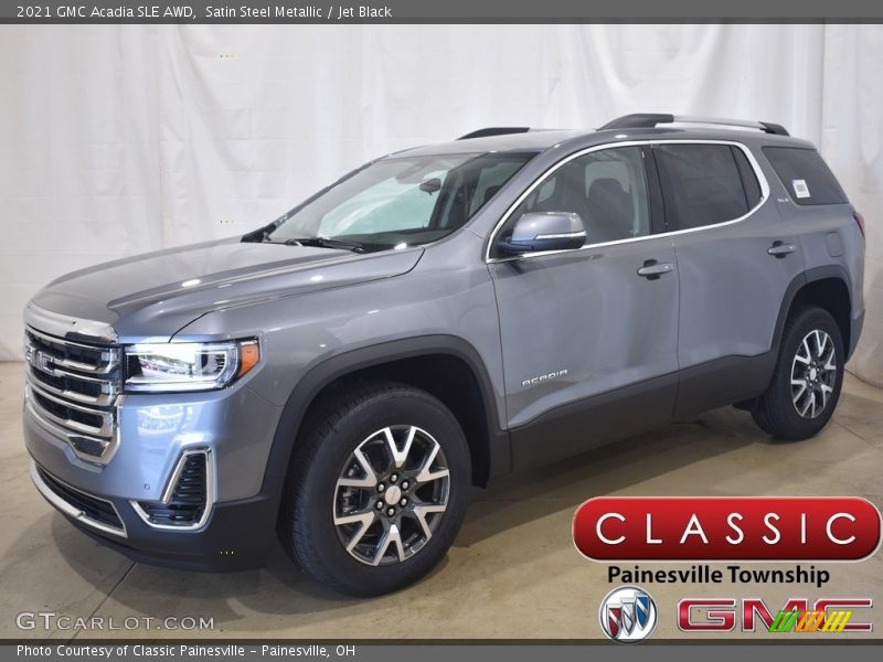 Satin Steel Metallic / Jet Black 2021 GMC Acadia SLE AWD