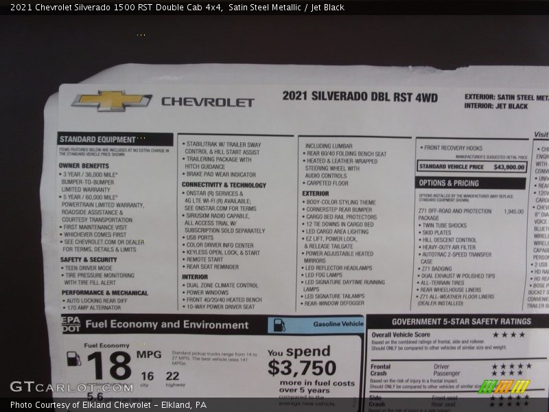 Satin Steel Metallic / Jet Black 2021 Chevrolet Silverado 1500 RST Double Cab 4x4