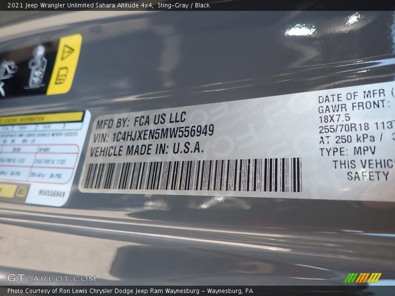 Sting-Gray / Black 2021 Jeep Wrangler Unlimited Sahara Altitude 4x4