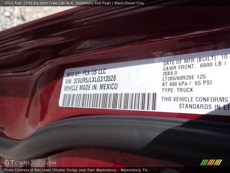 Delmonico Red Pearl / Black/Diesel Gray 2020 Ram 2500 Big Horn Crew Cab 4x4