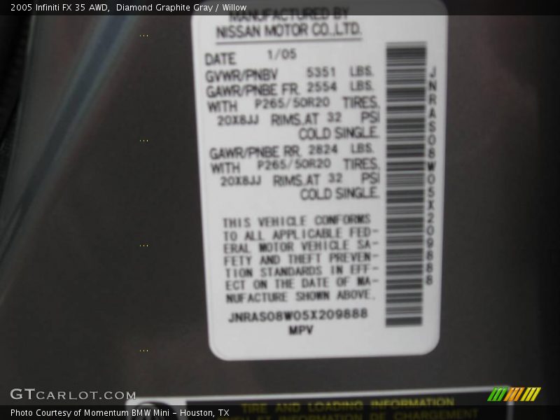 Diamond Graphite Gray / Willow 2005 Infiniti FX 35 AWD