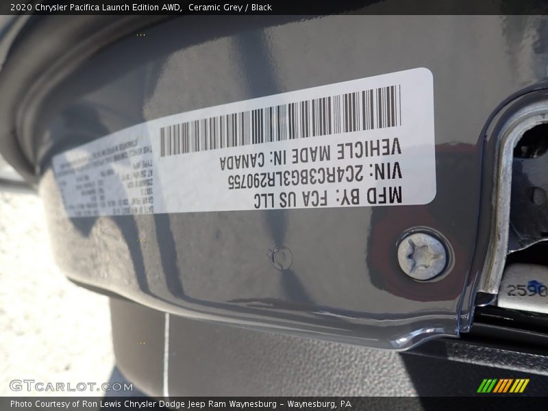 Ceramic Grey / Black 2020 Chrysler Pacifica Launch Edition AWD