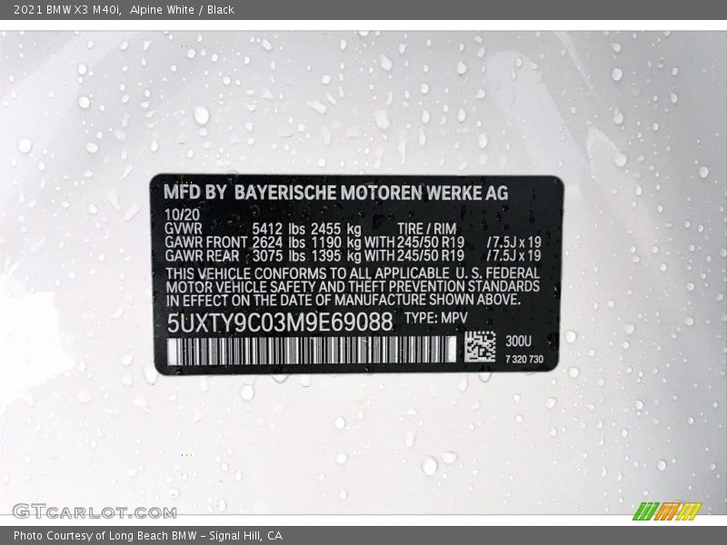Alpine White / Black 2021 BMW X3 M40i