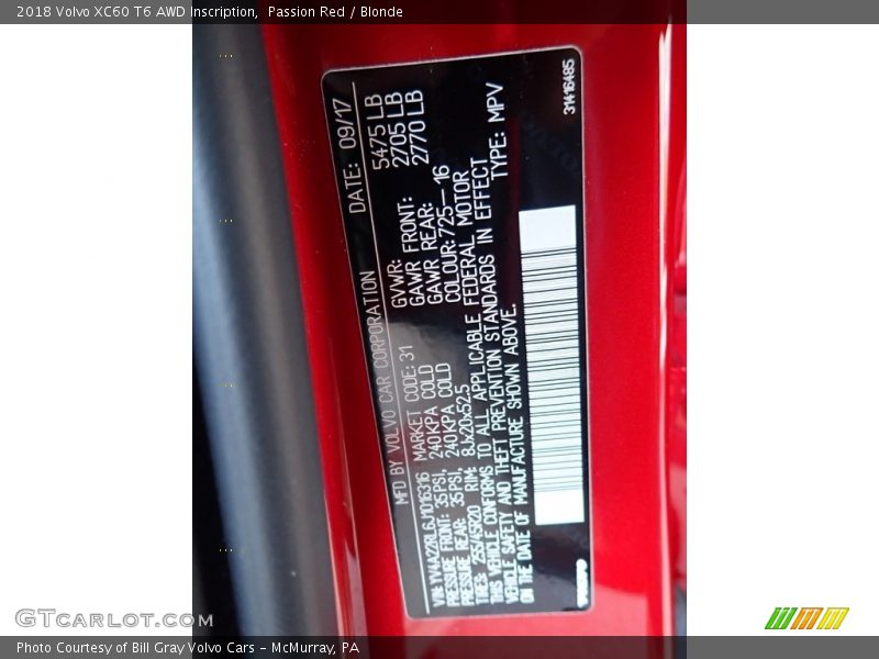 Passion Red / Blonde 2018 Volvo XC60 T6 AWD Inscription