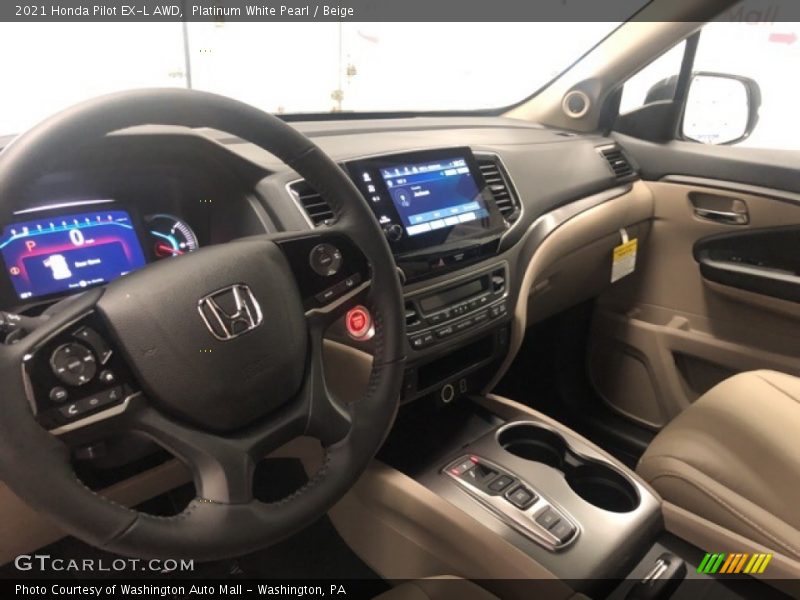 Platinum White Pearl / Beige 2021 Honda Pilot EX-L AWD