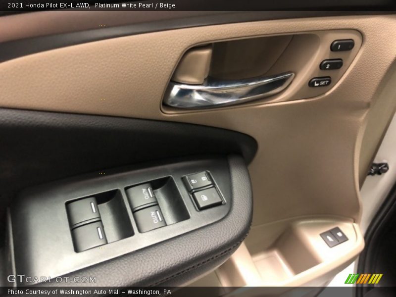Platinum White Pearl / Beige 2021 Honda Pilot EX-L AWD