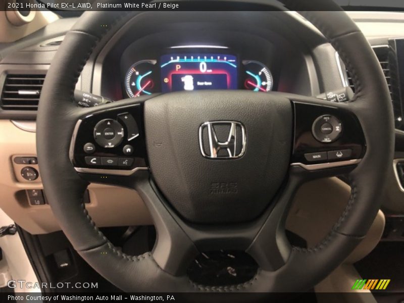 Platinum White Pearl / Beige 2021 Honda Pilot EX-L AWD