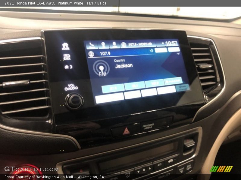 Platinum White Pearl / Beige 2021 Honda Pilot EX-L AWD