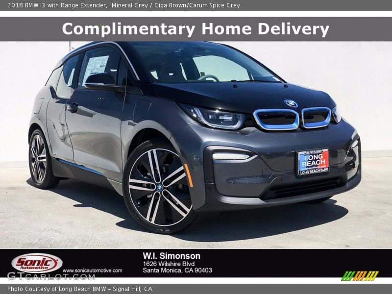 Mineral Grey / Giga Brown/Carum Spice Grey 2018 BMW i3 with Range Extender
