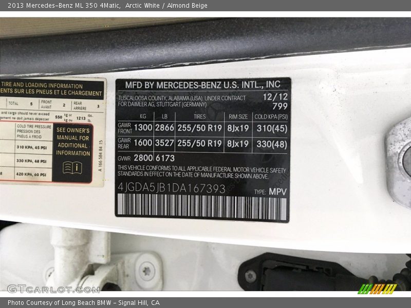 Arctic White / Almond Beige 2013 Mercedes-Benz ML 350 4Matic