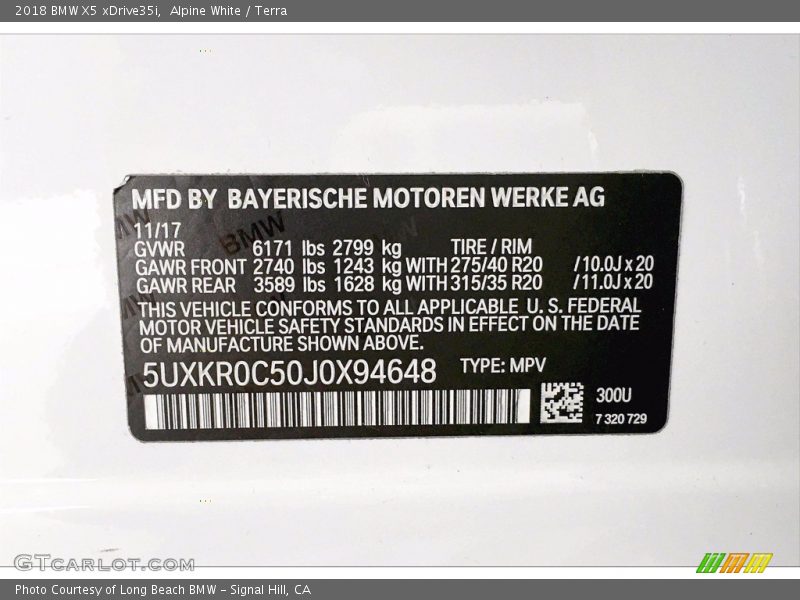 Alpine White / Terra 2018 BMW X5 xDrive35i