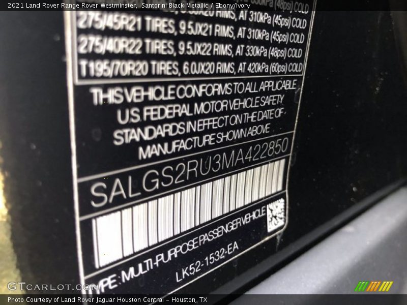 Santorini Black Metallic / Ebony/Ivory 2021 Land Rover Range Rover Westminster