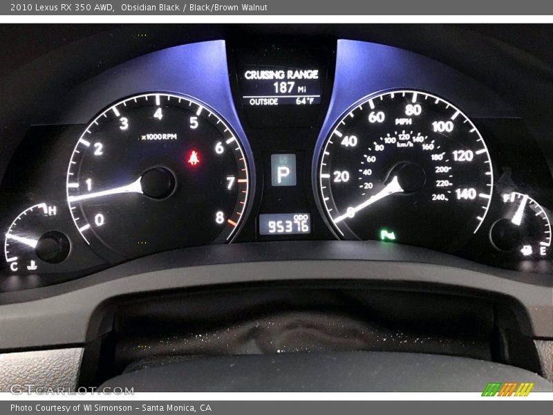 Obsidian Black / Black/Brown Walnut 2010 Lexus RX 350 AWD