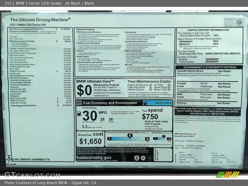 Jet Black / Black 2021 BMW 3 Series 330i Sedan
