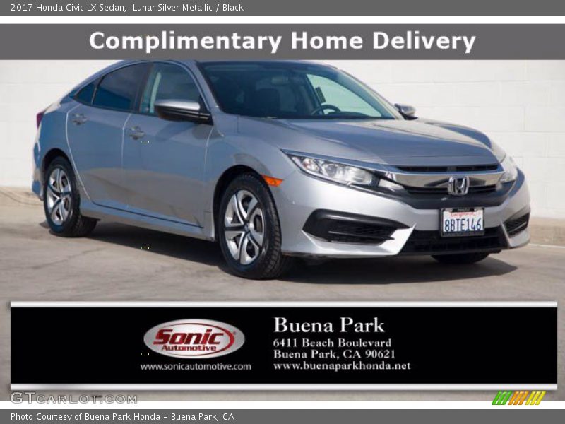 Lunar Silver Metallic / Black 2017 Honda Civic LX Sedan