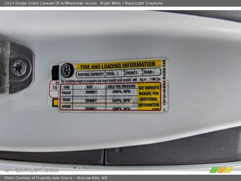 Bright White / Black/Light Graystone 2014 Dodge Grand Caravan SE w/Wheelchair Access