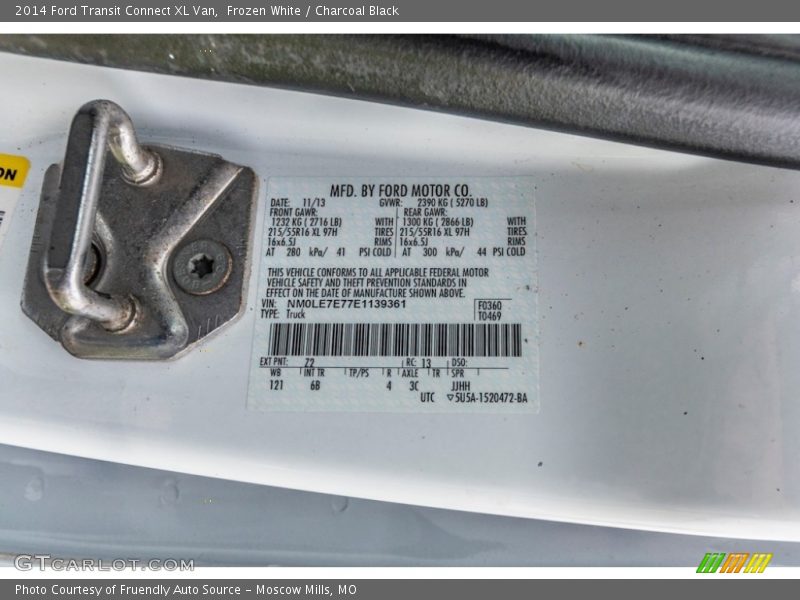 Frozen White / Charcoal Black 2014 Ford Transit Connect XL Van
