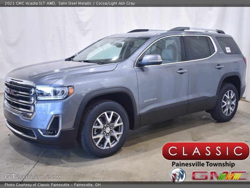 Satin Steel Metallic / Cocoa/Light Ash Gray 2021 GMC Acadia SLT AWD