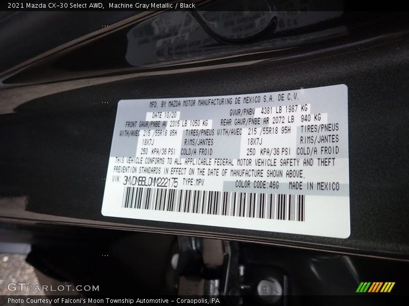 Machine Gray Metallic / Black 2021 Mazda CX-30 Select AWD