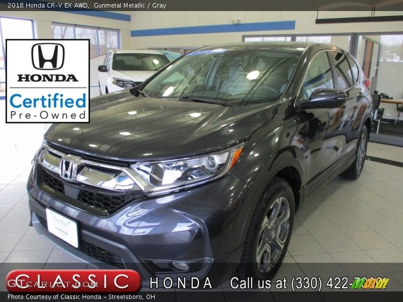 Gunmetal Metallic / Gray 2018 Honda CR-V EX AWD